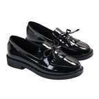 Patent Leather Womens Loafers, Stylish Tassel Flats, Comfortable Bowknot Small Leather Shoes, Casual British Female Shoe