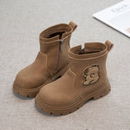 Capybara Suede Autumn Girls Short Boots, Non Slip Outdoor Kids Shoes, Cartoon Print Luxury Children Boot Fashion