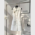 White Vest Dress for Women Slimming Thin, French Style Small Waist Cinched, Dress for Important Occasions Early Spring