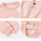 Autumn Winter Kids Sweaters Cartoon, Elephant Cloud Jacquard Pullover, Soft Toddlers Baby Tops Knitwears for Children