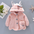 Baby Girl Clothes Long Sleeve Set, Cute Rabbit Hoodie Jacket, Winter Plush Bow Outfit Kids Clothes with Bag