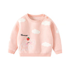 Autumn Winter Kids Sweaters Cartoon, Elephant Cloud Jacquard Pullover, Soft Toddlers Baby Tops Knitwears for Children
