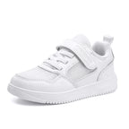 Kids Black Leather Lightweight NonSlip Sneakers