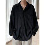 Men's Luxury Niche Shirt, Hollow Design Tweed Jacket, Trendy Loose Fit Long Sleeve Casual Vest