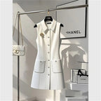 White Vest Dress for Women Slimming Thin, French Style Small Waist Cinched, Dress for Important Occasions Early Spring