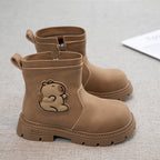 Capybara Suede Autumn Girls Short Boots, Non Slip Outdoor Kids Shoes, Cartoon Print Luxury Children Boot Fashion