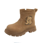 Capybara Suede Autumn Girls Short Boots, Non Slip Outdoor Kids Shoes, Cartoon Print Luxury Children Boot Fashion